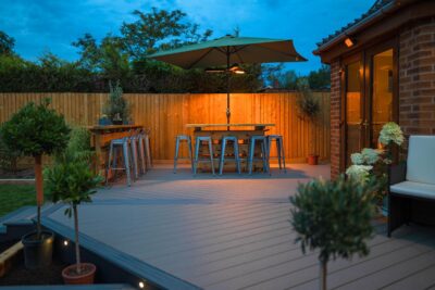 Bespoke bar on composite decking Composite decking bespoke timber bar